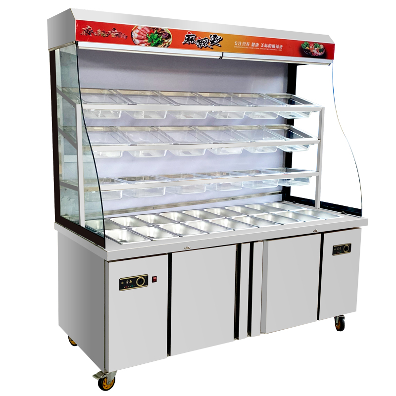 昭通麻辣烫展示柜冷藏冷冻冰箱冰柜商用不锈钢保鲜柜立式风幕柜点菜柜